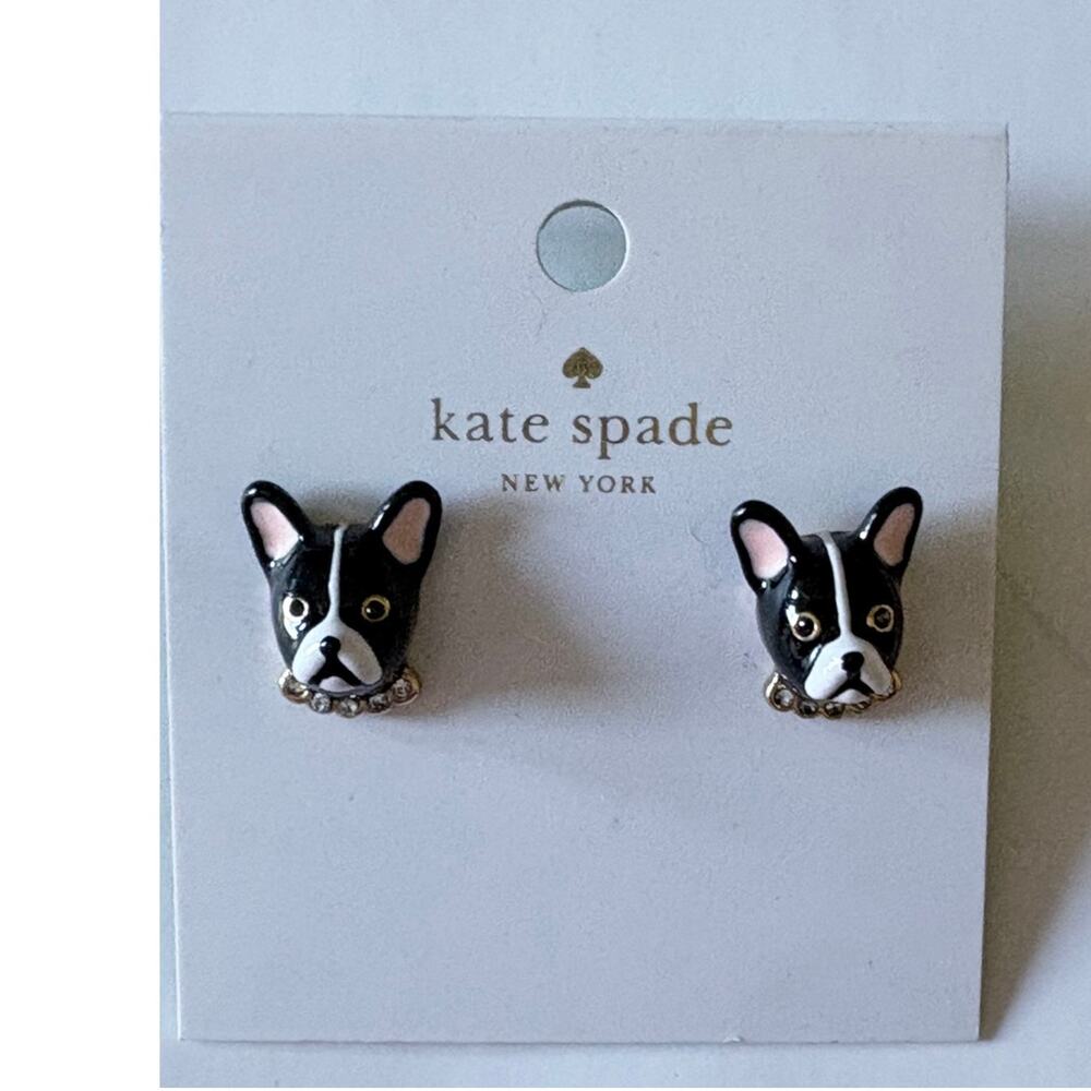 Kate Spade Ma Cherie French Bulldog Pierced Earrngs
